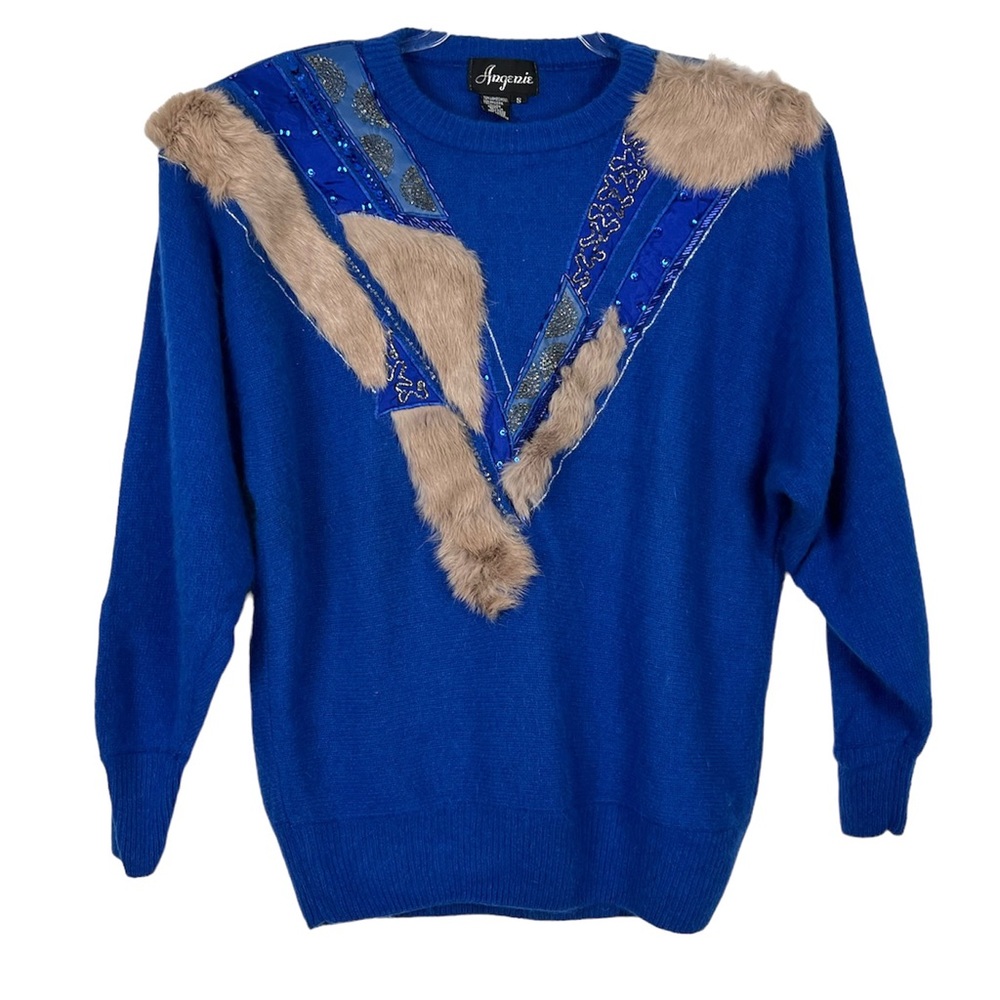 Vintage Lambswool Modern Abstract 80s Patch Sweater